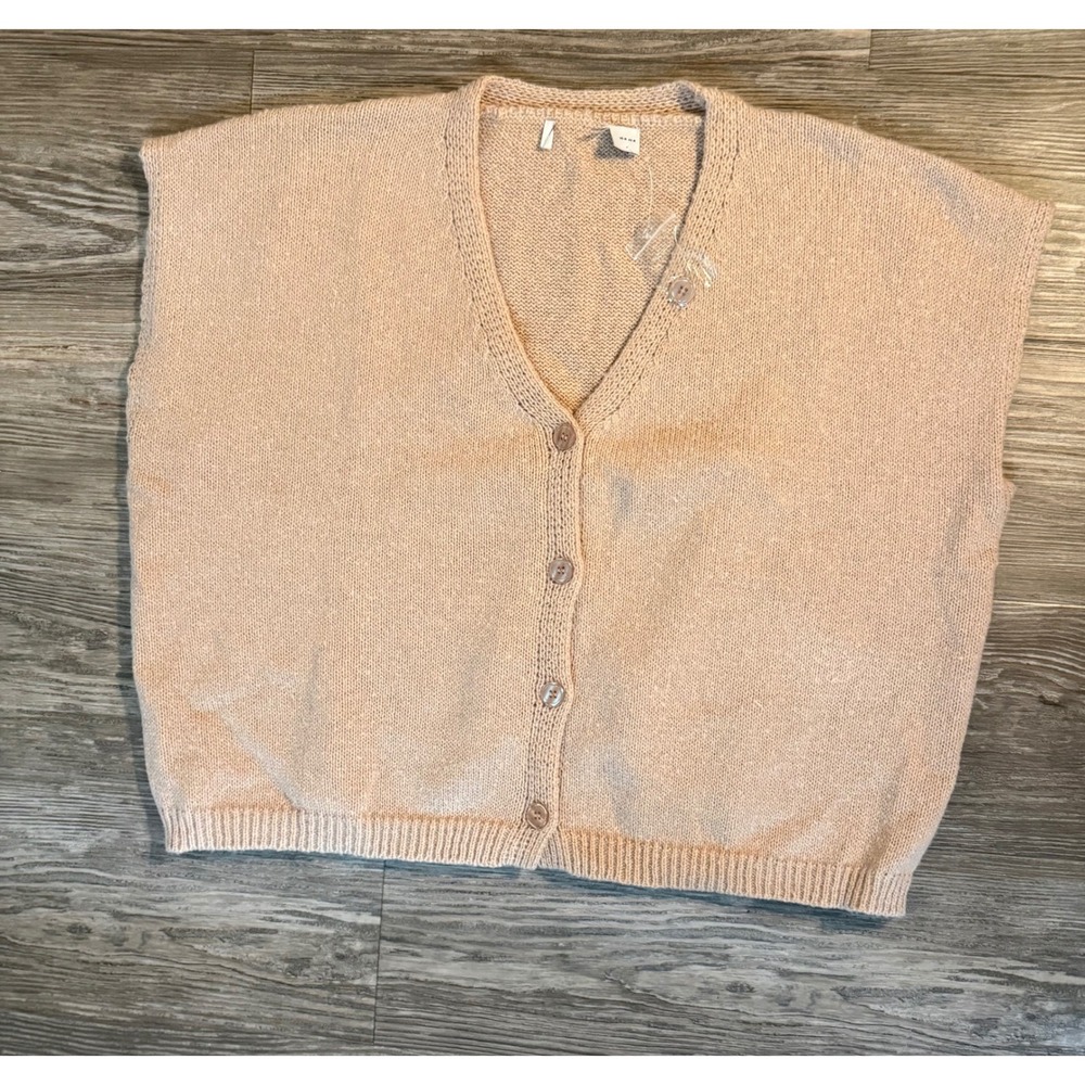 Petal & Pup Mariana Knit Vest Womens M Cream Button Front Sleeveless Sweater Top